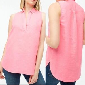 J Crew Linen-cotton sleeveless popover tunic top